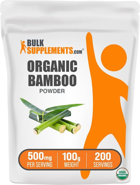 BulkSupplements.com Organic Bamboo Powder - Silica Supplements, Bamboo Supplement, Gluten Free - 500mg per Serving, 100g (3.5 oz) (Pack of 1)