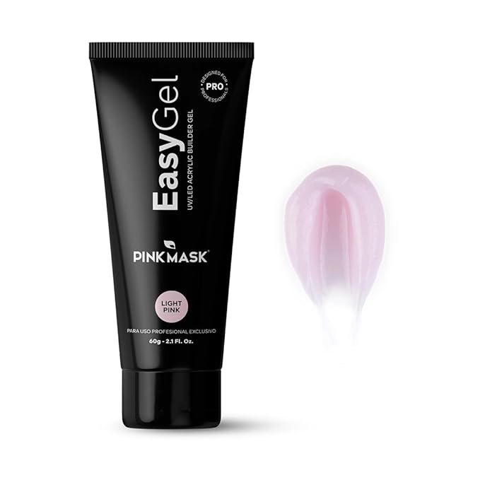 PINKMASK Easy Gel 2oz 60g-Light Pink, Professional Builder Enhancement Gel-Quick Nail Extension for Beginner DIY, Nail Strengthener-Long Lasting-Salon Quality-Thickening Solution