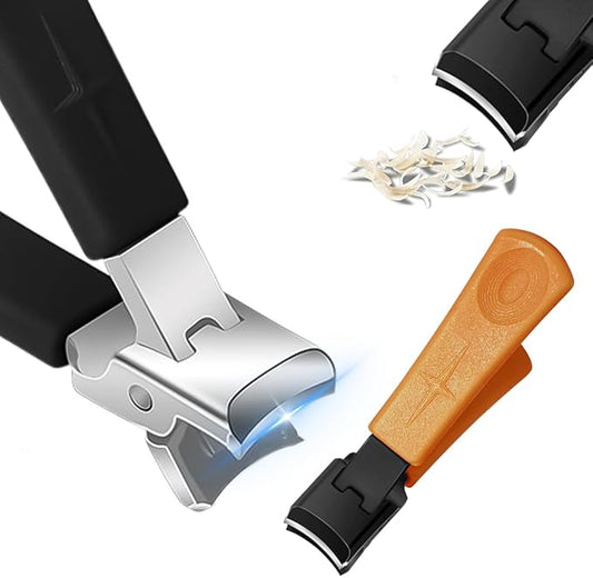 Wide Jaw Opening Anti-Splash Slanted Nail Clipper, 2025 New Curved Toenail Clippers for Thick Toenails, Ingrown Nail Clippers Wide Jaw Slanted Toenail Clippers for Women and Men (B-Orange)