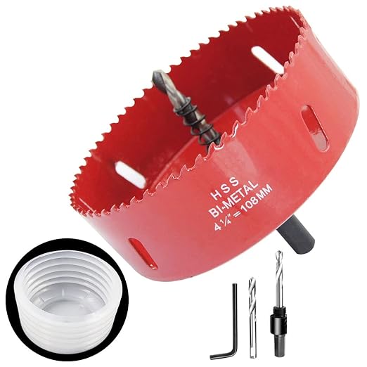 108mm Hole Saw and Hole Saw Accessories Dust Bowl 2PCS Set,LAIWEI Hole Saw dust Collector for All Hole saws up to 125mm Cutting Diameter