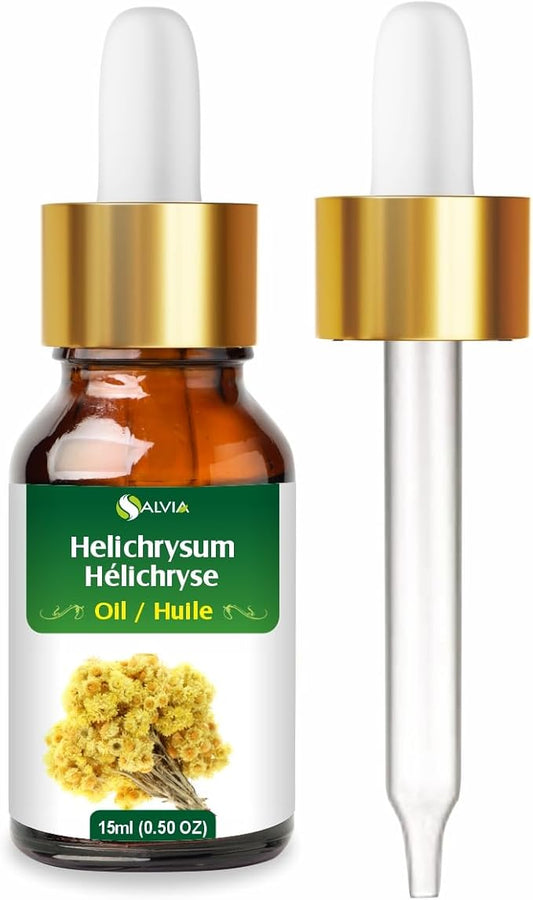 Helichrysum Essential Oil (Helichrysum Italicum) 100% Pure & Natural - Undiluted Uncut Aromatherapy Premium Oil - Therapeutic Grade - 15 ML with Dropper
