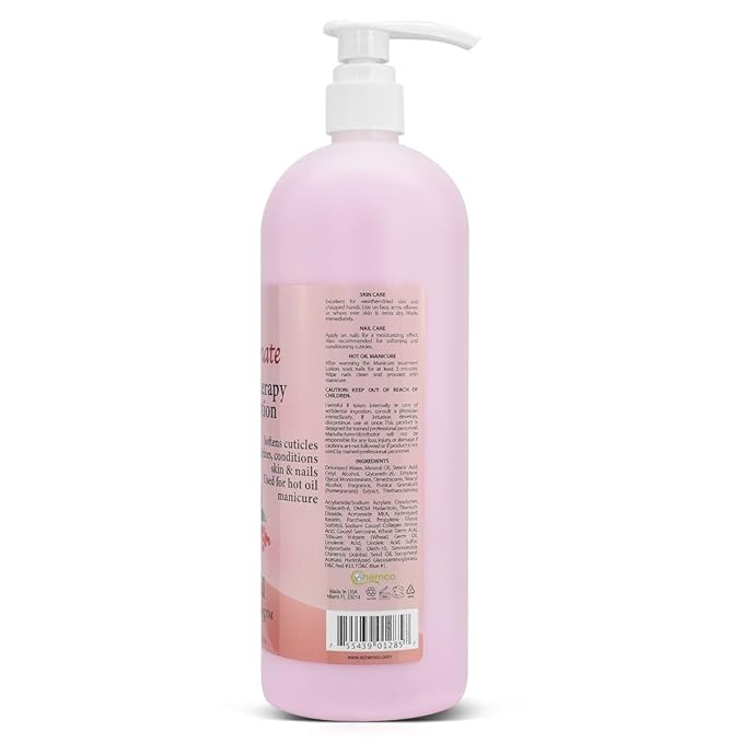 PRO NAIL - Healing Therapy Massage Lotion - Professional Pedicure, Body and Hot Oil Manicure, Infused with Natural Oils, Vitamins, Panthenol and Amino Acids (Pomegranate, 32 Oz)