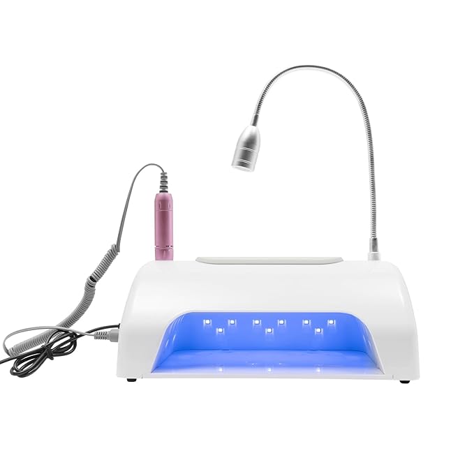 5 in 1 Nail Dust Collector, Manicure Machine Nail Dust Collector, Professional 30000rpm Multifunctional Electric Nail Drill Machine with Dust Collector Vacuum LED Desk Lamp for Acrylic Nails