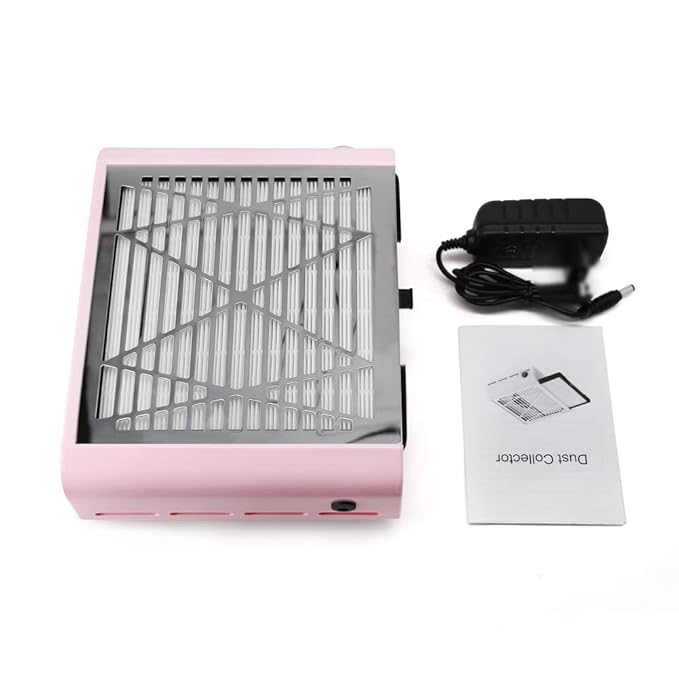 AONOLOVO Nail Dust Collector Machine, Upgraded Powerful Nail Vacuum Suction Fan Dust Extractor Manicure Tool for Acrylic Nail Poly Nail Extension Gel Removal, Pink