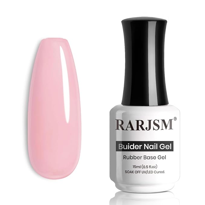 RARJSM Blush Pink Rubber Base Gel Nail Polish Nude Skin Tone Rubber Base Gel for Nails Natural Nude Color French Manicure Brush on Extend Buildergel Soak Off Curing Requires 15ml Salon Home DIY Use