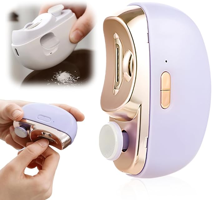 Electric Nail Clippers, 2026 New 3-in-1 Automatic Electric Nail Clipper with Polishing, Multi-Functional Electric Nail Trimmer Toe Fingernail Clippers for Kids Adults Seniors Women Men (Purple)