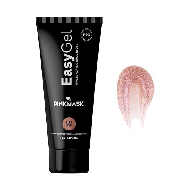 PINKMASK Easy Gel 2oz 60g- Nude Shine, Professional Builder Enhancement Gel-Quick Nail Extension for Beginner DIY, Nail Strengthener-Long Lasting-Salon Quality-Thickening Solution