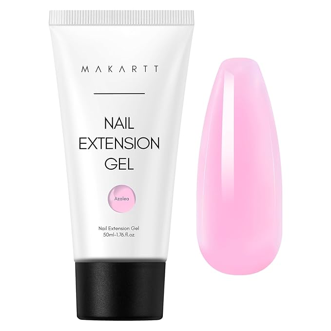 Makartt Poly Nail Gel: 50ML, Sheer Pink Color, Strong Builder for Extension Strengthener 3D Diy, Resistent Hard Gels for Nails Manicure Supplies Home Salon-Azalea