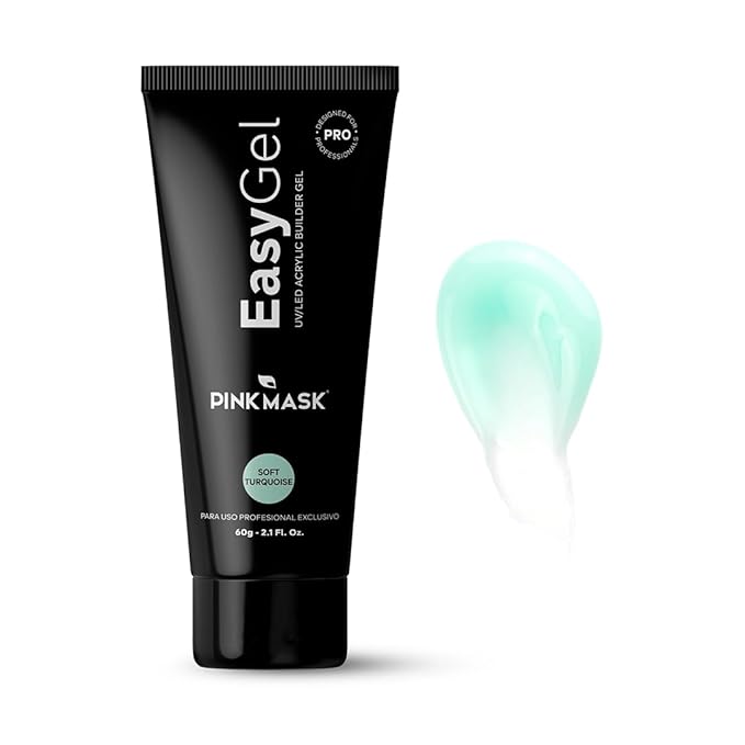 PINKMASK Easy Gel 2oz 60g- Soft Turquoise, Professional Builder Enhancement Gel-Quick Nail Extension for Beginner DIY, Nail Strengthener-Long Lasting-Salon Quality-Thickening Solution