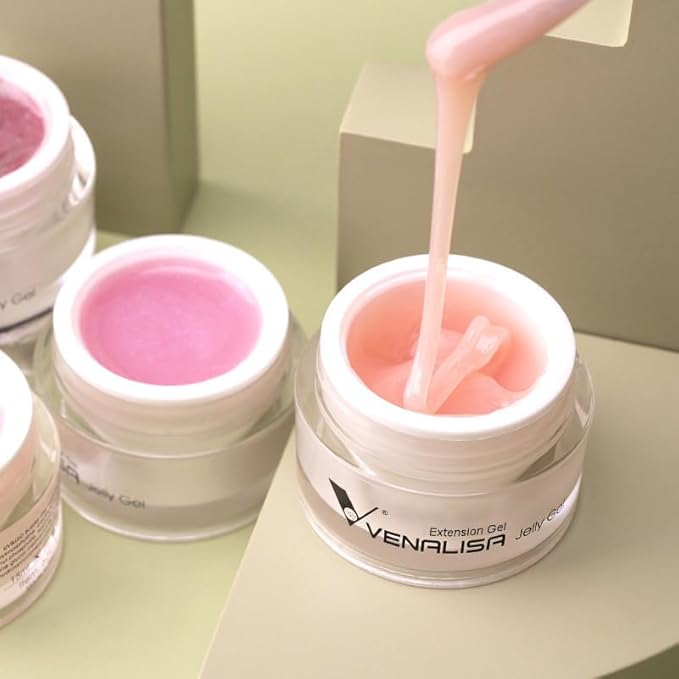 VENALISA Hard Gel for Nails, 50ml Jelly Pink Builder Nail Gel Extension Jelly Strengthener Polygel Nail Art Manicure