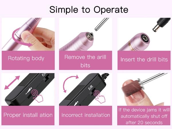 LKE Electric Nail Drill & File Kit,Professional Manicure Pedicure Tools for Acrylic Gel Nails,Nail Drill Bits Bands for Home & Salon Use(Rose Gold)