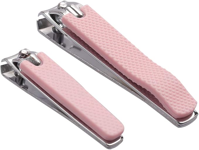 Rocutus 2pcs/Set Nail Clippers Set Portable Nail Scissors Toenail Clippers Nail Clippers,Adult Pedicure Nail Clippers,Fingernail Clippers Household Foot Manicure Scissors Manicure Tools (Pink)
