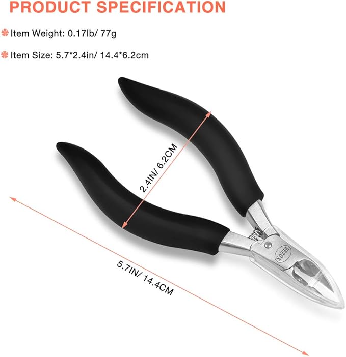 BEZOX Ingrown Toenail Clippers - Precision Thick Toe Nail Clipper for Ingrown and Curly Nails, Comfort Grip Fingernail Clipper, Ergonomic Handle Toenail Scissors for Seniors