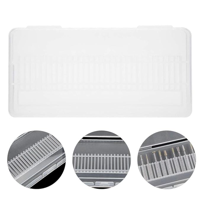 ZJchao Nail Drill Bits Container, 30 Holes Empty Nail Grinding Organizer Case Nail Art Polishing Storage Box Manicure Drill Bits Container Holder Display Case Manicure Tool for Home Nail Salon Use