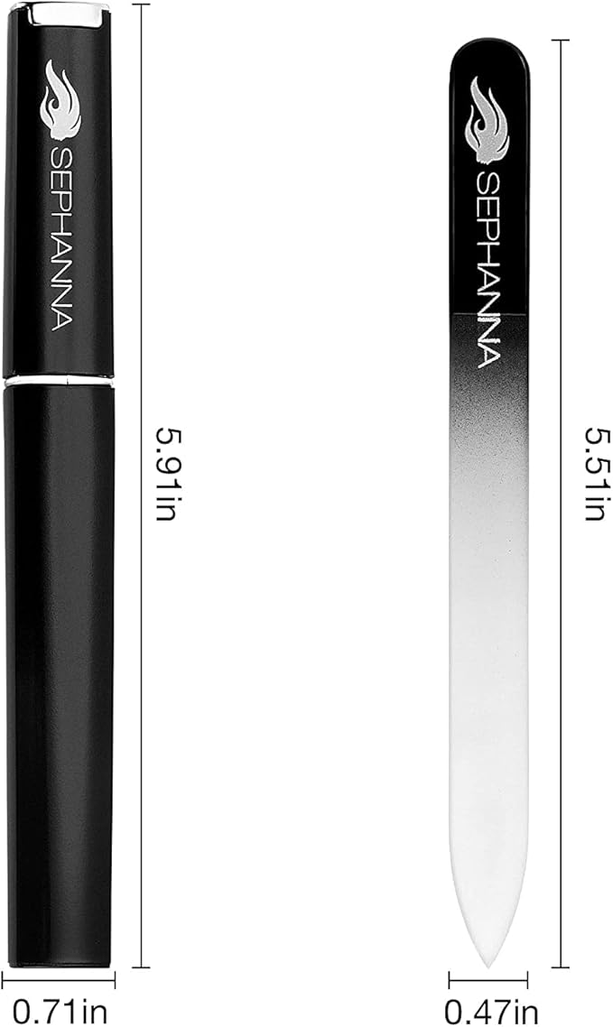 3 Pack Premium Crystal Glass Nail File for Natural Nails, Professional Glass Nail Files with case for Unisex, Portable Czech Glass Nail File Double Sided for Natural & Acrylic Nail Care