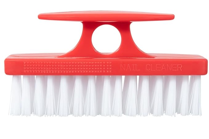 Superio Nail Brush Cleaner with Handle - Durable Brush Scrubber To Clean Toes, Fingernails, Hand Scrubber All Surface Cleaning, Red Heavy Duty Scrub Brush Stiff Bristles, Easy To Hold