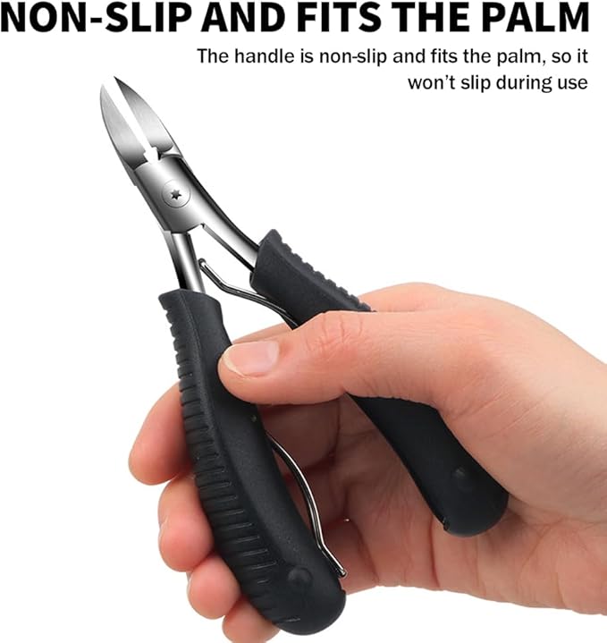 Toenail Clippers for Thick & Ingrown Nails – Professional Stainless Steel Pedicure Clippers for Men, Women & Seniors – Sharp Curved Blade, Built-in Spring, Non-Slip Handle