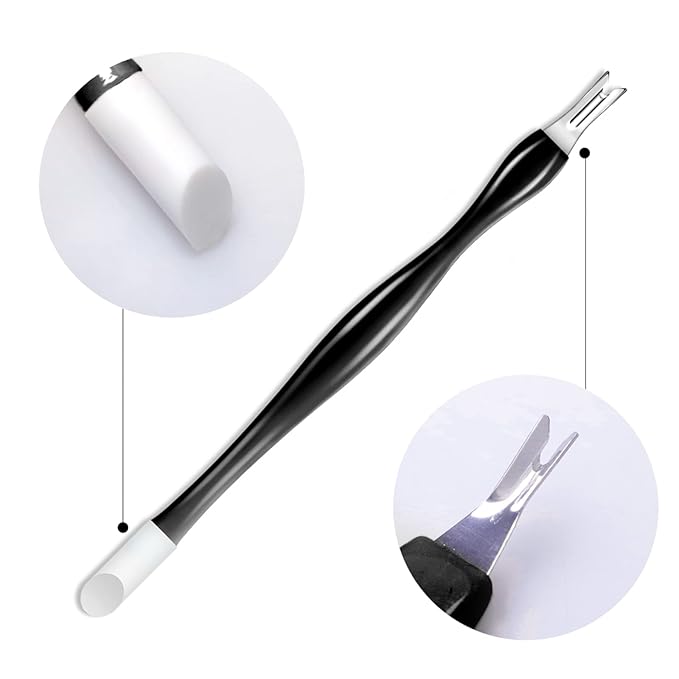 Allstarry 30 Pieces Nail Cuticle Trimmer Remover Rubber Nail Cleaner Double Head Dead Skin Cuticle Knife Removal Fork Plastic Handle Cuticle Pusher Nail art Tools for Girls Women and Men - Black