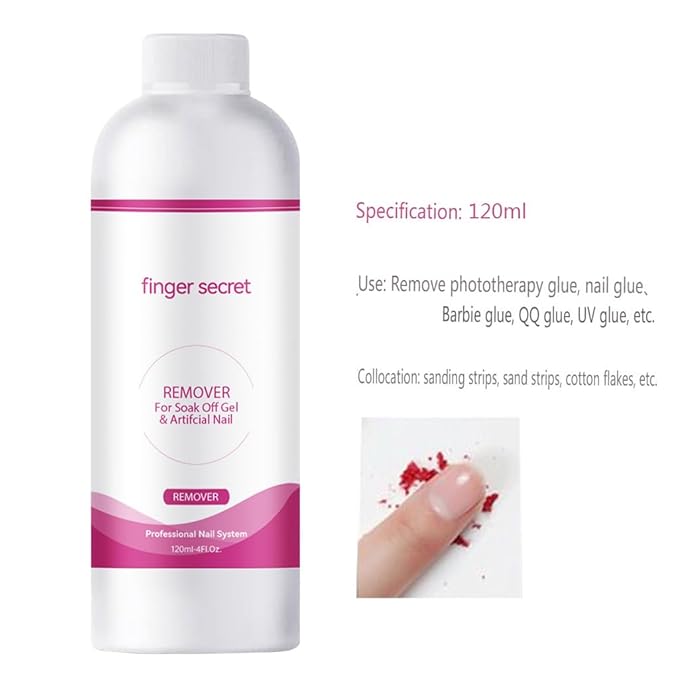 2 PCS Finger Secret Nail Polish Gel Remover with Glass Cup and 50 Cotton Pads - Professional Fingernail Polish Remover for Soak Off Gel and Artificial Nails.Removes Easily