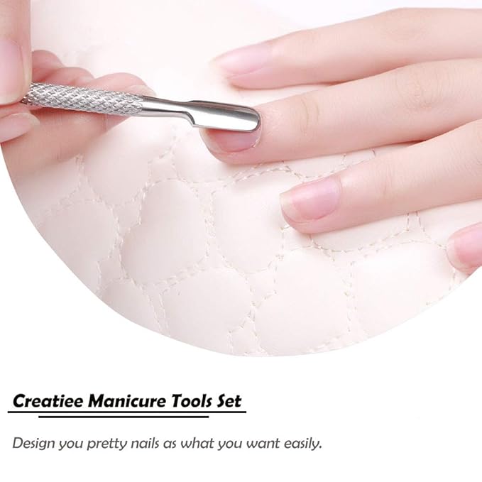 10Pcs Cuticle Pusher Remover and Cutter, Creatiee Double Ended Stainless Steel Cuticle Cleaner Nail Gel Polish Removal, Manicure Pedicure Nail Tools for Fingernails Toenails - Professional & Durable