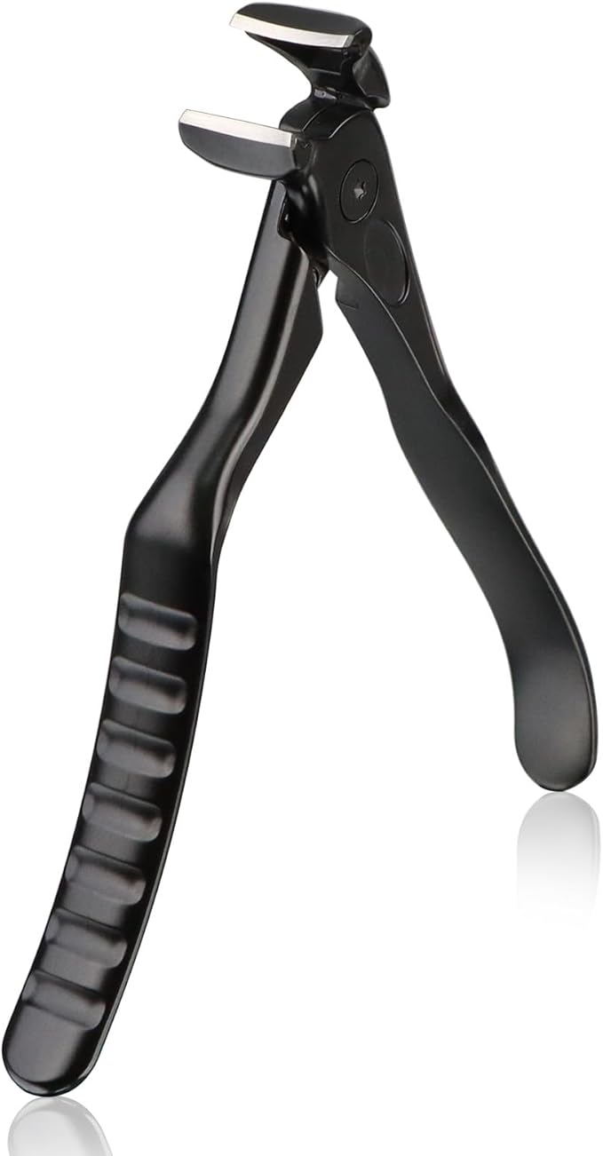 Long Handled Toenail Clippers for Thick Toenails, Ergonomic Non-Slip Toe Nail Clippers for Thick Nails for Seniors, Men, Angled Head Wide Jaw Opening Anti-Splash (Black)