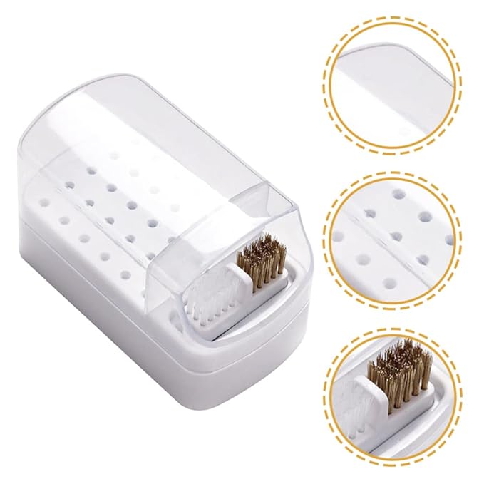 Round Nail Drill Bits Holder with Nail Drill Bits Brush, 3 Nail Drill Bits Stand Displayer Organizer (Not Include Nail Drill Bits)