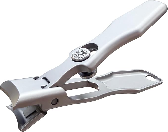 German Stainless Steel Nail & Toenail Clippers for Thick Nails - Heavy Duty Wide Jaw,Safety Lock,Anti-Splash Design for Seniors,Travel (Silver)