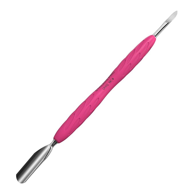 Staleks Pro Manicure Pusher UNIQ 10 Type 6 – Silicone Handle – Wide Rounded Pusher & Nail Cleaner