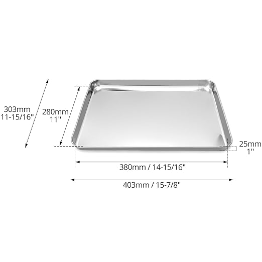 QWORK Stainless Steel Surgical Tray, Flat Bottom Tray, for Medical Instruments, Tattoo, Surgical Supplies, 15 3/4 x 11-13/16 x 1 5/16 inch, 8 Pack