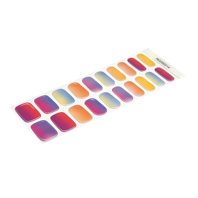 WOKOTO 20 Pcs Gradient Semi Cured Gel Nail Strips With Nail File & Wooden Stick Semicured Nail Polish Strips For Women Girls Gel Nail Wraps Uv Light Gel Nail Stickers Stick On Nails Gel Stickers