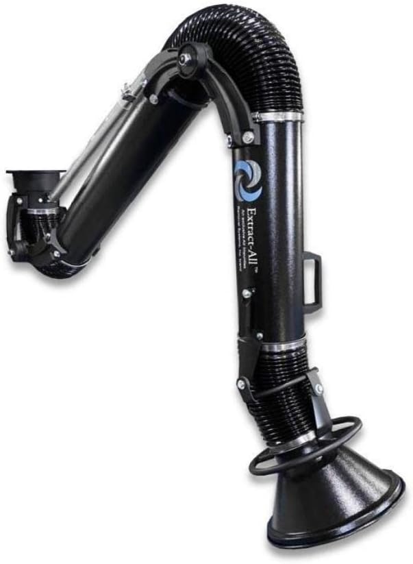 Extract-All Wall-Mounted Dust Absorber for Air Purification, Expanded Diameter Capture Hood Welding Fume Extraction and Source Capture Arm Smoke Absorber with 180° Arm Swing (Black, 8"x10")