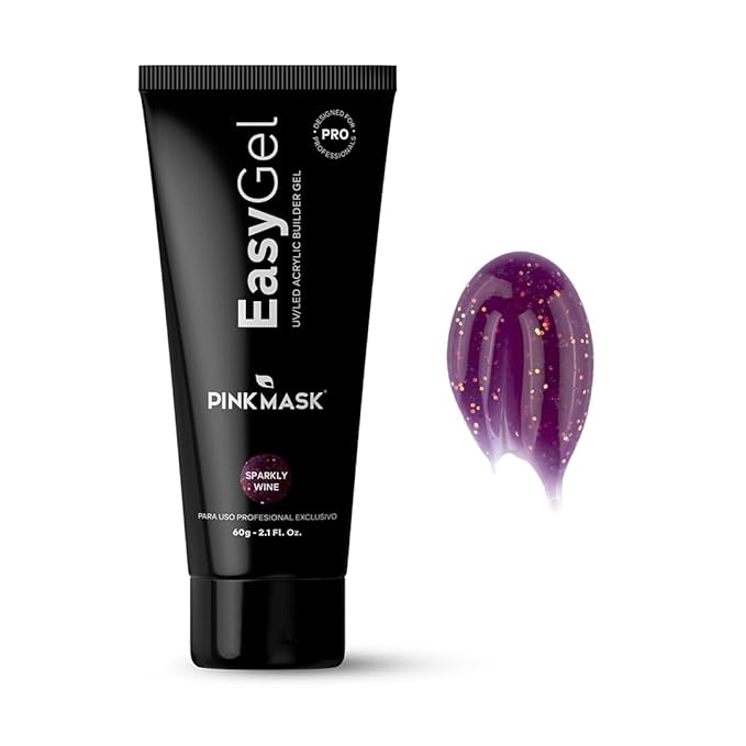 PINKMASK Easy Gel 2oz 60g- Sparkly Wine, Professional Builder Enhancement Gel-Quick Nail Extension for Beginner DIY, Nail Strengthener-Long Lasting-Salon Quality-Thickening Solution