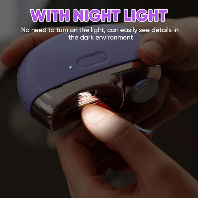 Electric Nail Clippers with Light, Baby Nail Ttrimmer Electric Automatic Finger Toe Clippers Fingernail Grinder Nail Filer Electric for Senior Adults Dual-Speed Child-Lock (White)
