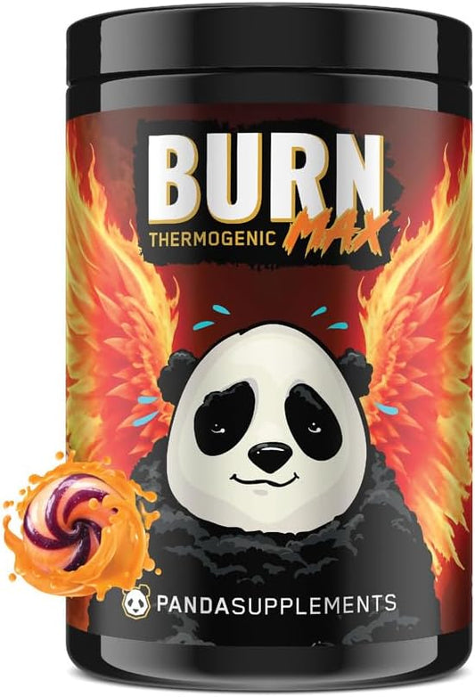 Panda Burn MAX Enhance Your Strength, Energy, Focus with Dual Source Caffiene (350mg), Alpha GPC, and MitoBurn® (Peach Berry Lollipop)(25 Servings)