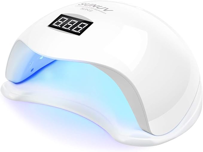 SUNUV UV Light for Nails, UV LED Nail Lamp with 4 Timer Settings, Compatible with All Gel Polish, Auto Sensor LCD Display Removable Base, SUN5