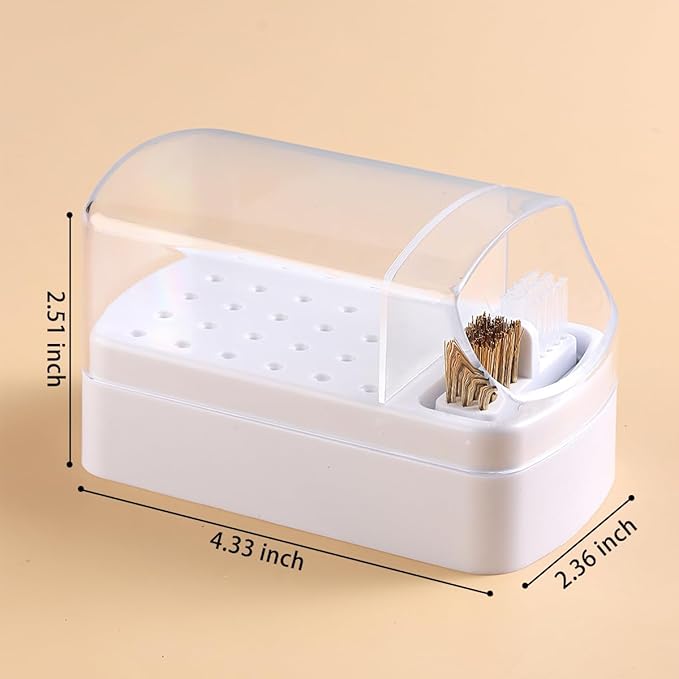 2 in 1 Nail Drill Bit Holder and Nail Drill Bits Cleaner Brush Case, 30 Holes Nail Drill Bits Organizer Display Stand Container Box, Manicure Drill Cleaning Brush, Professional Nail Tools