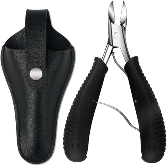 Toenail Clippers for Thick & Ingrown Nails – Professional Stainless Steel Pedicure Clippers for Men, Women & Seniors – Sharp Curved Blade, Built-in Spring, Non-Slip Handle