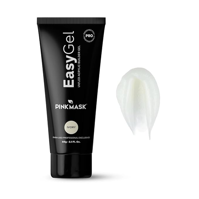 PINKMASK Easy Gel 2oz 60g-Ivory, Professional Builder Enhancement Gel-Quick Nail Extension for Beginner DIY, Nail Strengthener-Long Lasting-Salon Quality-Thickening Solution