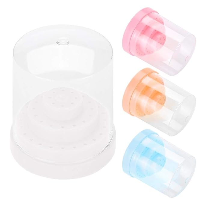 Sonew 48 Holes Nail Drill Bit Holder Professional Nail Art Plastic Drill Stand for Nail Art Drill Bit Organizer Box Holder(White)