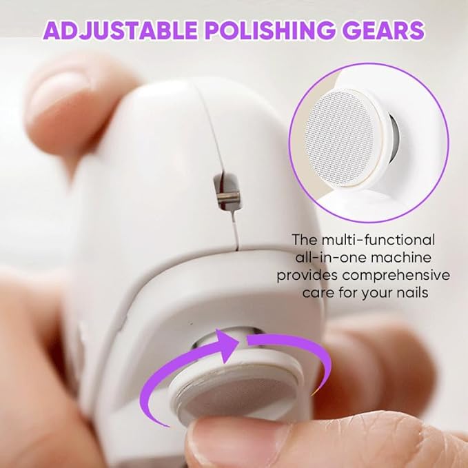 Electric Nail Clippers with Light, Baby Nail Ttrimmer Electric Automatic Finger Toe Clippers Fingernail Grinder Nail Filer Electric for Senior Adults Dual-Speed Child-Lock (White)