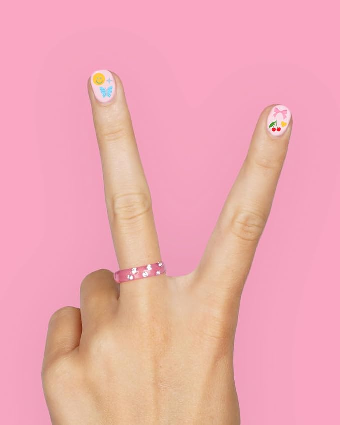xo, Fetti Trendy Girl Nail Stickers | 604 Stickers | Girly Party Favor, Rainbow Bachelorette Decorations, Smiley Kids Birthday Manicure, Butterfly Adhesive Press Ons