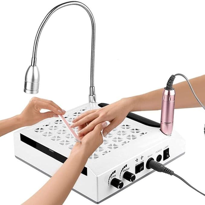 Strong Suction Nail Dust Collector 80W Powerful Salon Nail Equipment Supply Nail Dust Extractor for Manicure, White