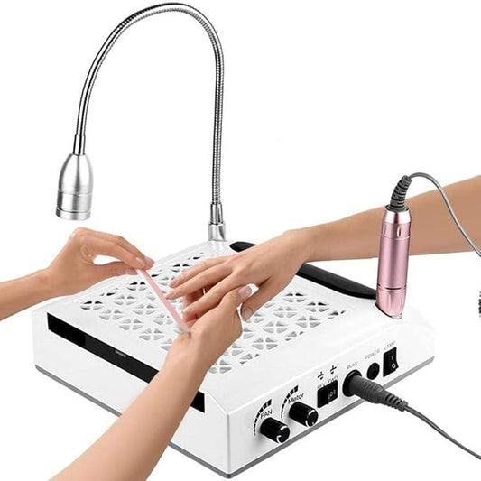 Strong Suction Nail Dust Collector 80W Powerful Salon Nail Equipment Supply Nail Dust Extractor for Manicure, White