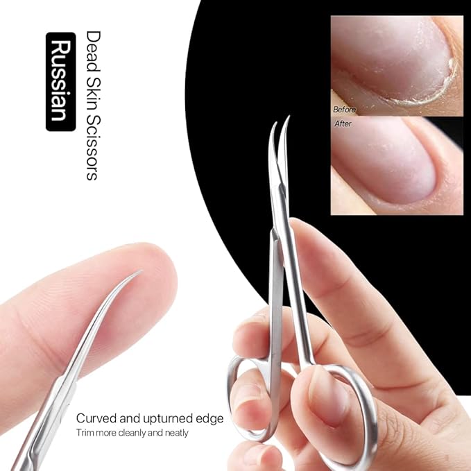 Qunzhao Cuticle Scissors for Women and Men Curved Stainless Steel with Tip Grooming Blades Manicure Nail for Dry Skin Nail Scissors (1)