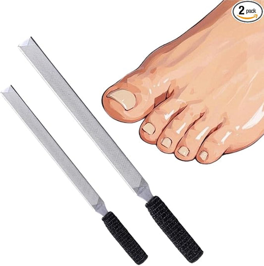 2 Pieces Toe Nail Files for Thick Nails,Stainless Steel, 4 Sides for Men Seniors & Dogs