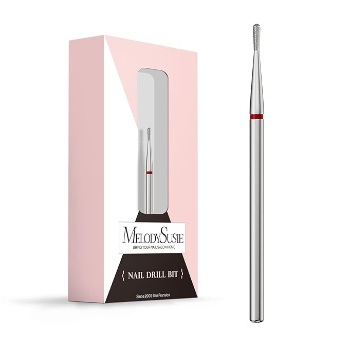 MelodySusie 1.2mm Pear Shape Cuticle Clean Nail Drill Bit 3/32'', Professional Safety Carbide Diamond Under Nail Cleaner for Cuticle Dead Skin Nail Prepare, Beginners Bits, Series Bit-S, Fine
