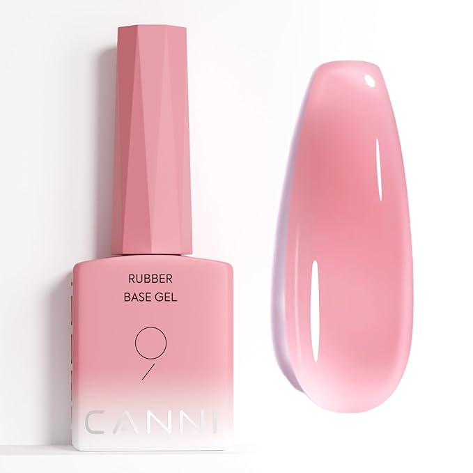 CANNI Rubber Base Gel – 9ml Peach Pink Base Coat Gel, Natural Cover Strengthening for Weak Nails, Soak Off UV LED for DIY Salon Manicure