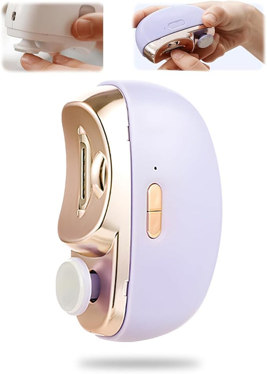3 in 1 Automatic Electric Nail Clipper, 2025 New Electric Toe Nail Clippers with Polishing for Seniors Adults Baby, Automatic Electric Nail Clippers Nail File with LED Light & Storage Box (Purple)