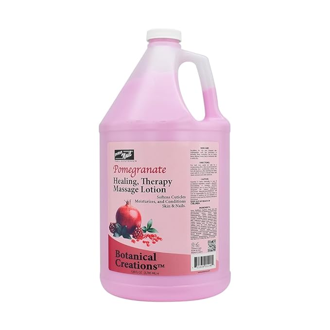 PRO NAIL - Healing Therapy Massage Lotion - Professional Pedicure, Body and Hot Oil Manicure, Infused with Natural Oils, Vitamins, Panthenol and Amino Acids (Pomegranate, 1 Gallon)