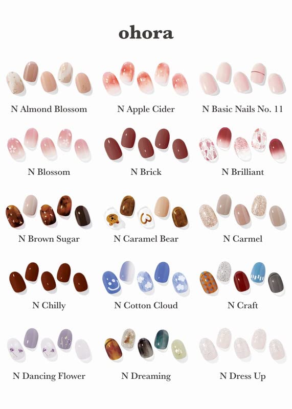 ohora Semi Cured Gel Nail Strips (N Silky Way) - Nude, Metallic, Works with Any UV/LED Lamps, Salon-Quality, Long Lasting, Easy to Apply & Remove - Includes 2 Prep Pads, Nail File & Wooden Stick